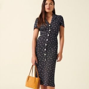 Rouje marin navy floral midi dress 34